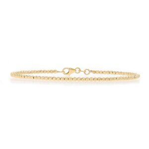 Yellow Gold Diamond Cut Bead Bangle Bracelet 6 3/4" 14k